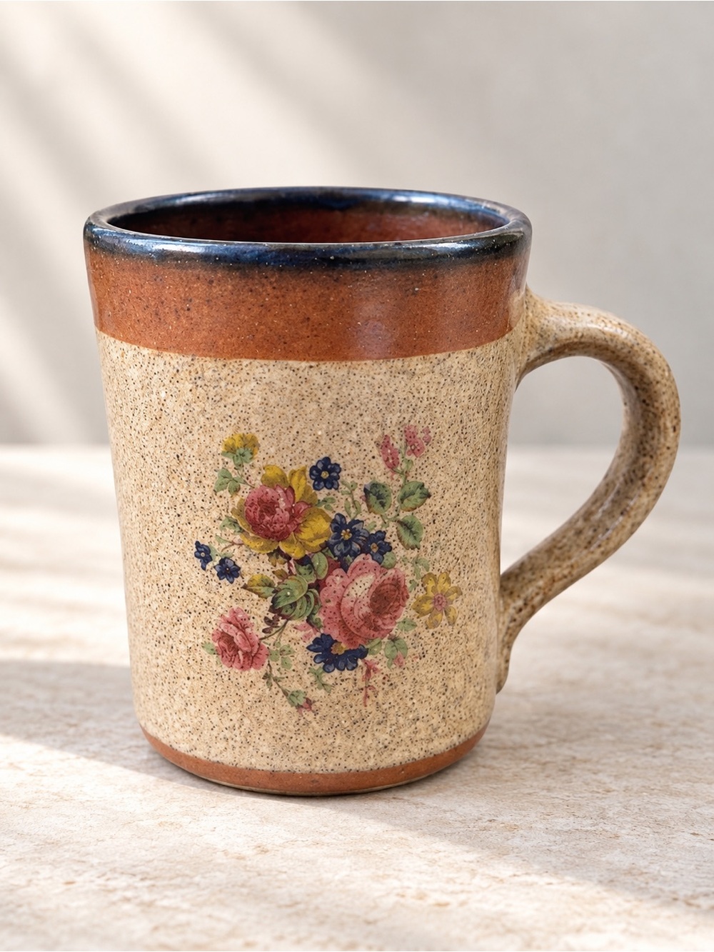 Monroe Salt Works Chippendale Rose Salt Glaze Pottery Mug Maine Studio Pottery